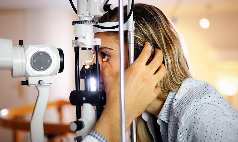 Woman having an eye exam